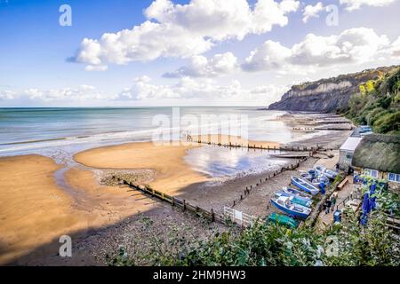 Südliches Ende des Strandes bei Shanklin auf der Isle of Wight, England, Großbritannien Stockfoto