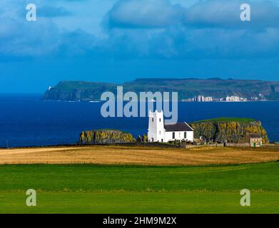 Rathlin Insel von Ballintoy, Küste von Antrim, Nordirland Stockfoto