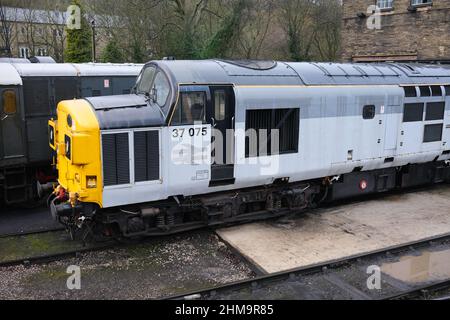 Dampflokomotive der Klasse 37/0, KWVR, Haworth Railway Yard and Engine Shed , West Yorkshire Stockfoto