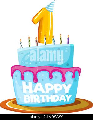 Happy Birthday Kuchen isoliert Element Stock Vektor