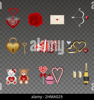 Set aus isolierten elementen zum valentinstag Stock Vektor