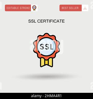 Einfaches Vektorsymbol für SSL-Zertifikat. Stock Vektor