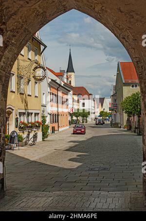 Deutschland, Kelheim, alte süddeutsche Stadt der Donau und Altmühl und des Rhein-Donau-Kanals. Ort der Völkerschlacht Stockfoto