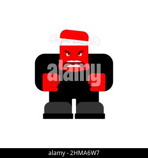 Wütender roter Kerl. Dampf aus dem Kopf. Vor Wut brodeln. Das Konzept der Aggression Stock Vektor