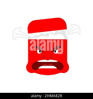 Wütender roter Kerl. Dampf aus dem Kopf. Vor Wut brodeln. Das Konzept der Aggression Stock Vektor