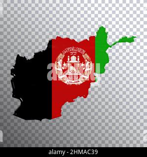 Afghanistan Flagge und Karte, transparenter Hintergrund, Beschneidungspfad Stockfoto