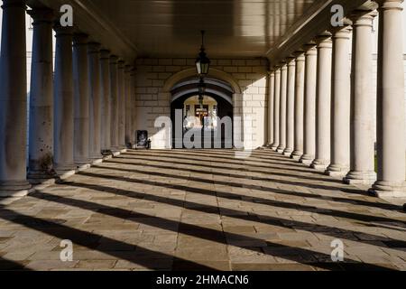 Säulengang des Queen's House, Greenwich, London, Großbritannien Stockfoto