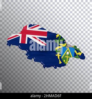 Pitcairn-Flagge und -Karte, transparenter Hintergrund, Beschneidungspfad Stockfoto