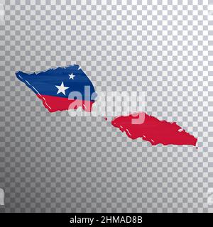 Samoa-Flagge und Karte, transparenter Hintergrund, Beschneidungspfad Stockfoto