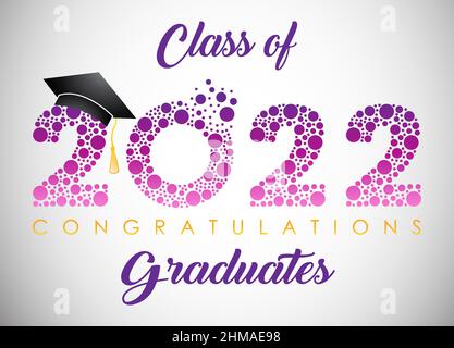 Abschlussbanner der Klasse 2022 mit Kappe, Prämierungskonzept. Vektorgrafik für Design und Design. Stock Vektor