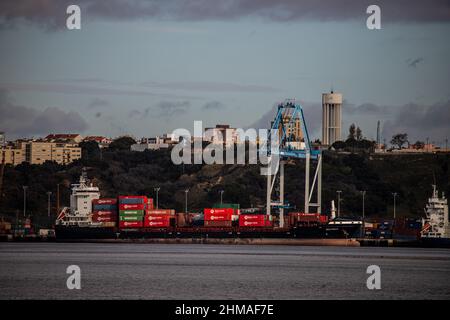 Containerhafen Setubal, Portugal Stockfoto