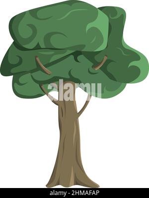Realistische grüne Eiche isoliert auf weißem Hintergrund - Vektor-Illustration Stock Vektor