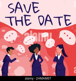 Schreiben des angezeigten Texts Save the Date. Geschäftskonzept systematisierte Ereignisse geplante Aktivität aufgezeichnet eingereicht Illustration of Partners Building New Stockfoto