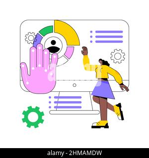 Gestenerkennung abstrakte Konzept Vektor-Illustration. Ferngesteuerte Gesten, freihändige Steuerung, kinetischer Sensor, Bewegungserkennung und -Analyse, abstrakte Metapher für Bewegungserkennungsgeräte. Stock Vektor