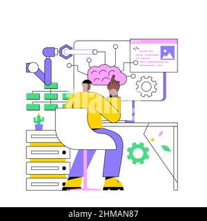 Abstrakte Konzeptdarstellung zur Automatisierung von Geschäftsprozessen. BPA-Software, Geschäftsprozess-Workflow, automatisierter Geschäftsprozess, digitale Transformation, abstrakte Metapher der Benutzeroberfläche. Stock Vektor