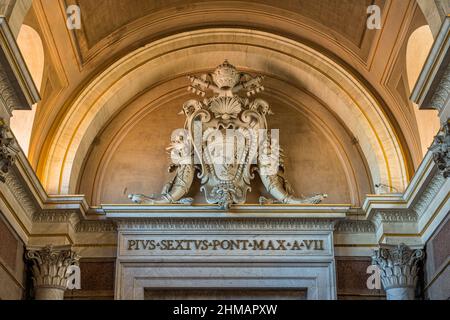Stadtwappen VIII Barberini im Musei Vaticani von Rom, Italien. Stockfoto