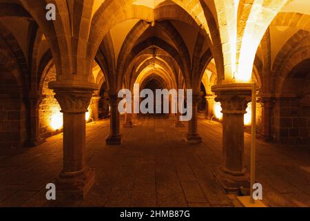 Trebic, Tschechien - 05/02/2022: Innenraum der Krypta der St.-Prokopius-Basilika in Trebic, Tschechien. Stockfoto