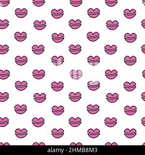 Handgezeichnete rosa Lippen nahtloses Muster. Vektorgrafik „Doodle“. Stock Vektor