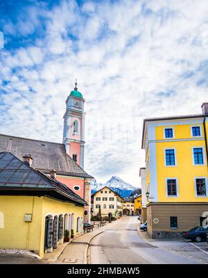 Histroisches Stadtzentrum von Berchtesgaden, Bayern Stockfoto