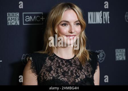 Beverly Hills, Usa. 08th. Februar 2022. BEVERLY HILLS, LOS ANGELES, KALIFORNIEN, USA - FEBRUAR 08: Die Schauspielerin Jodie Comer nimmt an dem Photo Call für die vierte Staffel von BBC 'Killing Eve' Teil, der am Sonntag, dem 27. Februar, im The Peninsula Beverly Hills Hotel am 8. Februar 2022 in Beverly Hills, Los Angeles, Kalifornien, USA, Premiere auf BBC AMERICA und AMC feiert. (Foto: Xavier Collin/Image Press Agency/Sipa USA) Quelle: SIPA USA/Alamy Live News Stockfoto