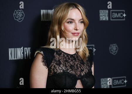 Beverly Hills, Usa. 08th. Februar 2022. BEVERLY HILLS, LOS ANGELES, KALIFORNIEN, USA - FEBRUAR 08: Die Schauspielerin Jodie Comer nimmt an dem Photo Call für die vierte Staffel von BBC 'Killing Eve' Teil, der am Sonntag, dem 27. Februar, im The Peninsula Beverly Hills Hotel am 8. Februar 2022 in Beverly Hills, Los Angeles, Kalifornien, USA, Premiere auf BBC AMERICA und AMC feiert. (Foto: Xavier Collin/Image Press Agency/Sipa USA) Quelle: SIPA USA/Alamy Live News Stockfoto