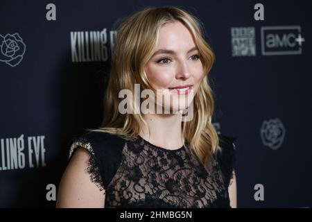 Beverly Hills, Usa. 08th. Februar 2022. BEVERLY HILLS, LOS ANGELES, KALIFORNIEN, USA - FEBRUAR 08: Die Schauspielerin Jodie Comer nimmt an dem Photo Call für die vierte Staffel von BBC 'Killing Eve' Teil, der am Sonntag, dem 27. Februar, im The Peninsula Beverly Hills Hotel am 8. Februar 2022 in Beverly Hills, Los Angeles, Kalifornien, USA, Premiere auf BBC AMERICA und AMC feiert. (Foto: Xavier Collin/Image Press Agency/Sipa USA) Quelle: SIPA USA/Alamy Live News Stockfoto