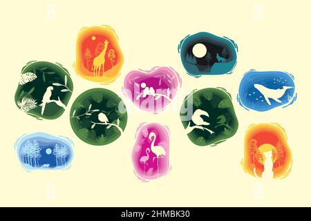 Zehn Papierschnitt-workart-Set-Symbole Stock Vektor