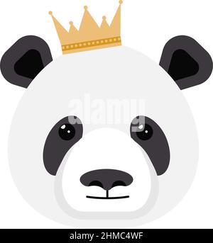 Panda mit Krone. Panda-Charakter, Krone Aufkleber. Stock Vektor