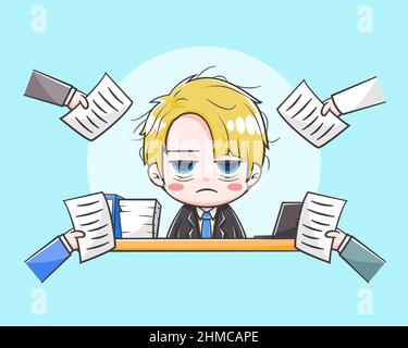 Nette gelangweilte Geschäftsmann Cartoon Illustration Stock Vektor