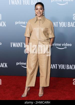 Los Angeles, Usa. 08th. Februar 2022. LOS ANGELES, KALIFORNIEN, USA - 08. FEBRUAR: Die amerikanische Schauspielerin Gina Rodriguez kommt bei der Los Angeles Premiere von Amazon Prime's 'I Want You Back', die am 8. Februar 2022 in Los Angeles, Kalifornien, USA, im Rahmen DER ROW DTLA stattfand. (Foto: Xavier Collin/Image Press Agency/Sipa USA) Quelle: SIPA USA/Alamy Live News Stockfoto