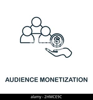 Symbol für die Monetarisierung des Publikums. Line-Element aus der Social-Media-Marketing-Sammlung. Lineares Publikum Monetarisierung Symbol Zeichen für Web-Design, Infografiken Stock Vektor