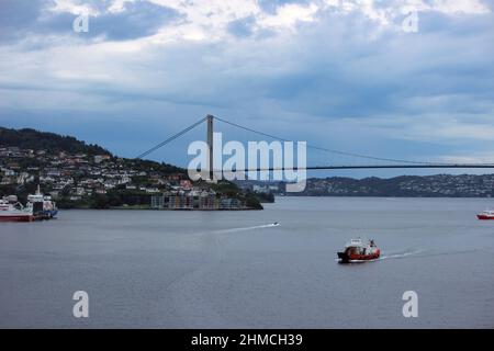 Stavanger norwegische Stadt mit atemberaubenden Landschaften, wunderschönen Fjorden, Bergen und langen weißen Stränden. Stockfoto