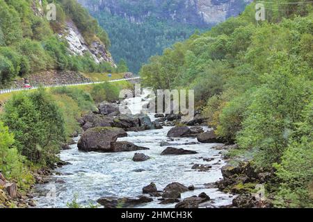 Stavanger norwegische Stadt mit atemberaubenden Landschaften, wunderschönen Fjorden, Bergen und langen weißen Stränden. Stockfoto