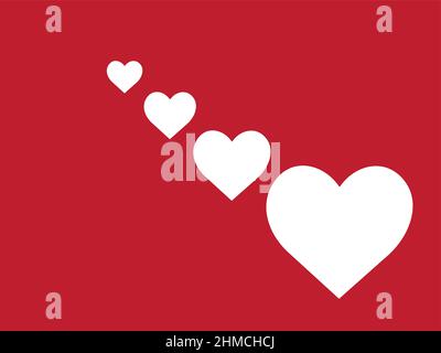 Weiße Herzen in rotem Hintergrund Stock Vektor