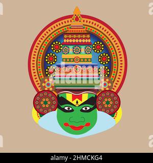 Das Gesicht des kathakali-Künstlervektors kerala Stock Vektor