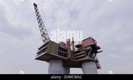Öl und Gas Offshore-Industrie im Meer Meer Energie Abbildung 3D Stockfoto