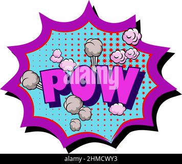 POW Sign Comic Explosion Bubble mit einer Bombe im Popart Vintage-Stil. Vektorgrafik im Cartoon-Stil. Vektor Cartoon Blase Explosion mit Halbtonmuster Stock Vektor