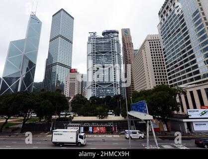 Moderne Skyline in Hongkong. Stockfoto