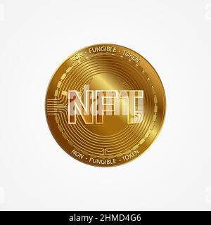 Nicht-fungible Goldmünze. Digitales Krypto-Währungssymbol. Vektorgrafik Stock Vektor