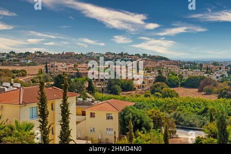 Berghäuser in Paphos, Zypern. Stockfoto