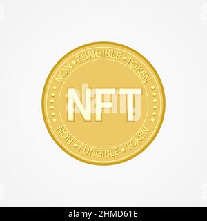 Nicht-fungible Goldmünze. Digitales Krypto-Währungssymbol. Vektorgrafik Stock Vektor