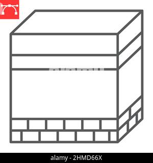 Kaaba in Mekka Linie Symbol, hajj und islamischen, Mekka Vektor-Symbol, Vektorgrafiken, editierbare Kontur Umriss Zeichen, eps 10. Stock Vektor