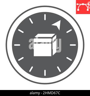 Qibla Glyphe-Symbol, Qibla und Richtung, Qibla Kompass Vektor-Symbol, Vektorgrafiken, editierbare Kontur Volumenkörper Zeichen, eps 10. Stock Vektor