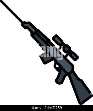 Symbol Für Scharfschützengewehr. Editierbare Fett Formatigte Kontur Mit Farbfüllungsdesign. Vektorgrafik. Stock Vektor