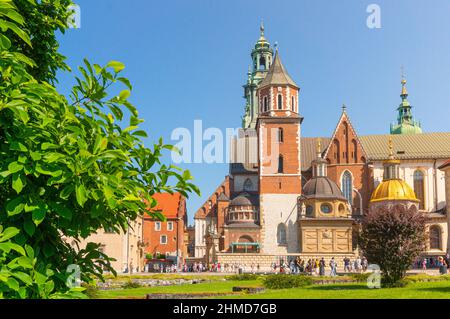 Die Kathedrale St. Stanislaus und Wenzel (polnisch. Bazylika archikatedralna W. Stanisława i św. Wacława) ist die erzkathedralkirche der Krakó Stockfoto