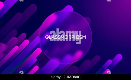 Glasmorphismus abstrakte Gradientenformen. Verschwommener Gradientenvektor-Iilustration. Glas Morphismus Stil Neon Gradient. Stock Vektor