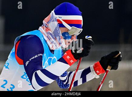 Cang Tia Kchou, China. 09th. Februar 2022. Der tschechische Ondrej Pazout tritt während des Langlaufteils der Einzelveranstaltung 10km bei den Olympischen Winterspielen 2022 am Mittwoch, den 9. Februar 2022, in Zhangjiakou an. China. Kredit: Roman Vondrous/CTK Foto/Alamy Live Nachrichten Stockfoto