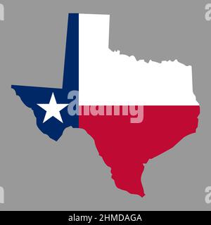 Vektorkarte von Texas. Detaillierte Darstellung. Land der Vereinigten Staaten von Amerika. Flacher Style. Vektorgrafik Stock Vektor