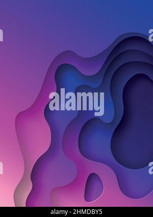 Abstrakter Hintergrund mit Papierschnitt. Farbenfrohe, flüssige Farbverläufe Stock Vektor