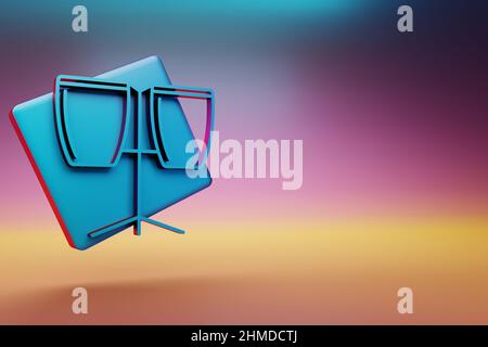 Symbol für zwei Bongos. Schöne blaue zwei Bongos Symbol-Symbole auf mehrfarbigen hellen Hintergrund. 3D Rendering-Illustration. Hintergrundmuster für Design. Stockfoto